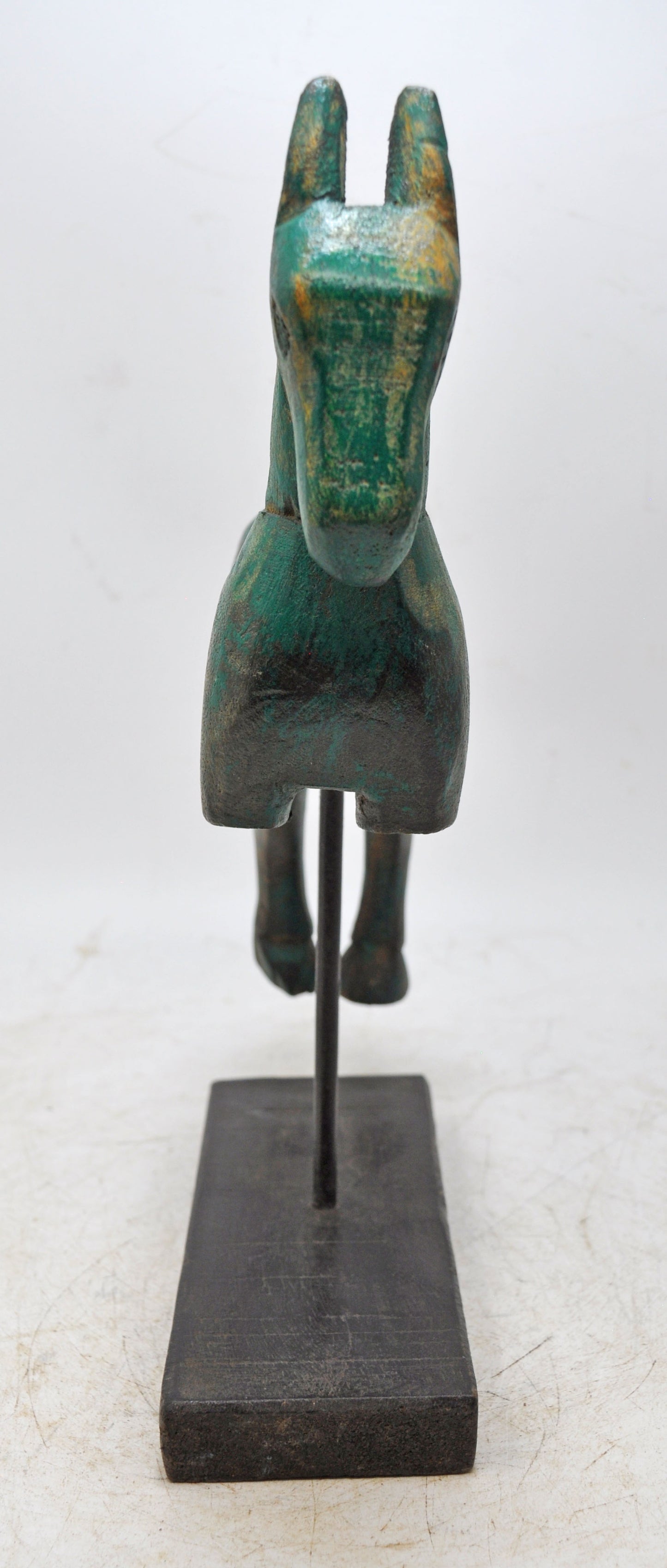 Vintage Wooden Horse Figurine on Stand Original Old Hand Carved Painted