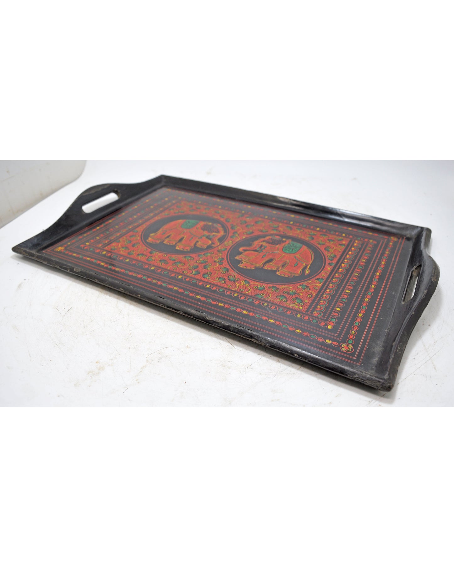 Antique Wooden Large Kitchenware Serving Tray Original Old Very Fine Painted