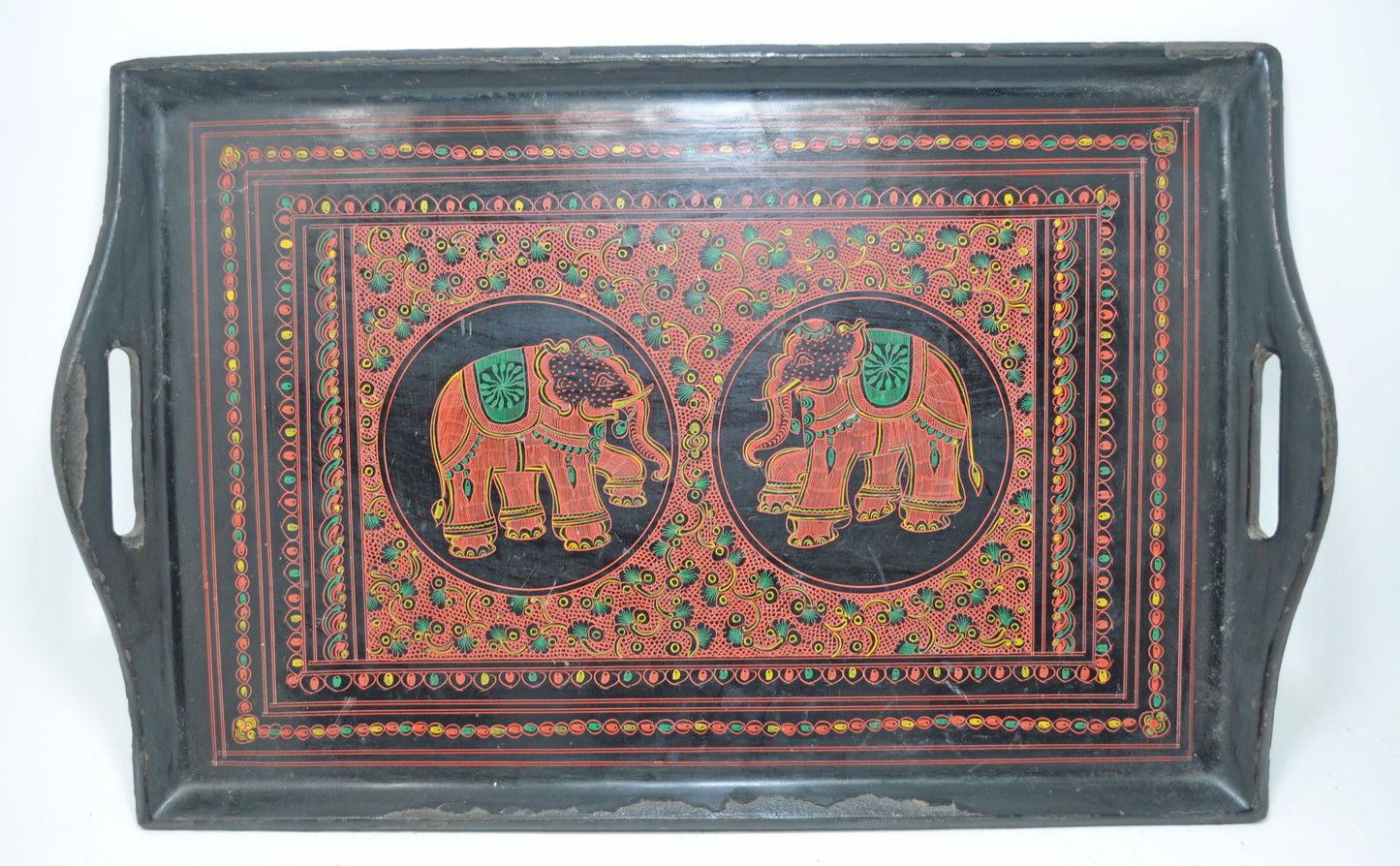 Antique Wooden Large Kitchenware Serving Tray Original Old Very Fine Painted
