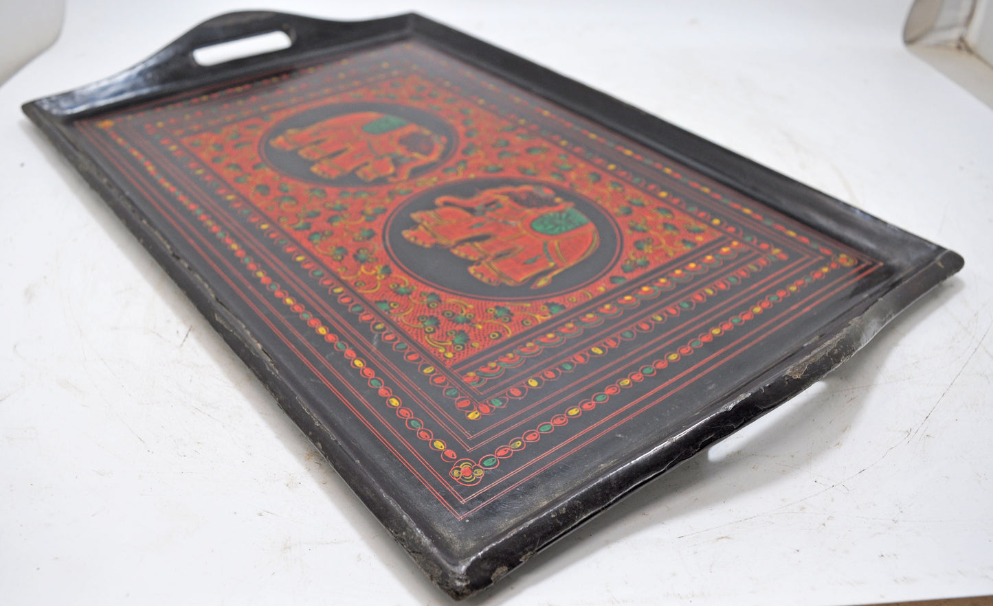 Antique Wooden Large Kitchenware Serving Tray Original Old Very Fine Painted