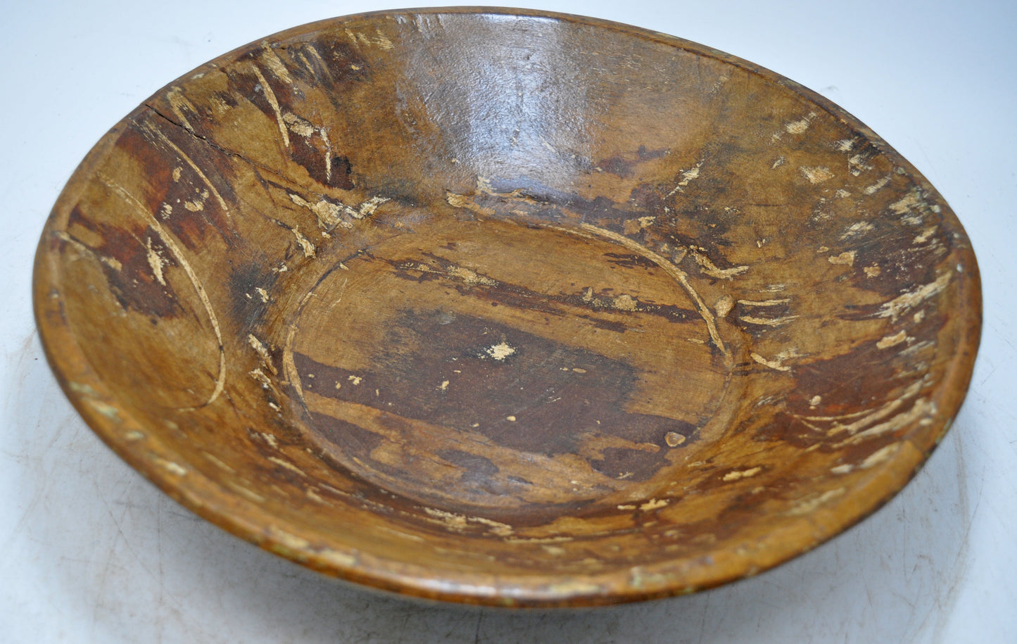 Antique Wooden Round Kitchenware Dough Kneading Parat Bowl Original Old