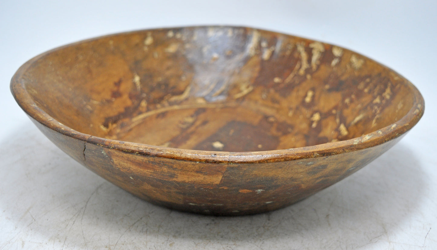 Antique Wooden Round Kitchenware Dough Kneading Parat Bowl Original Old