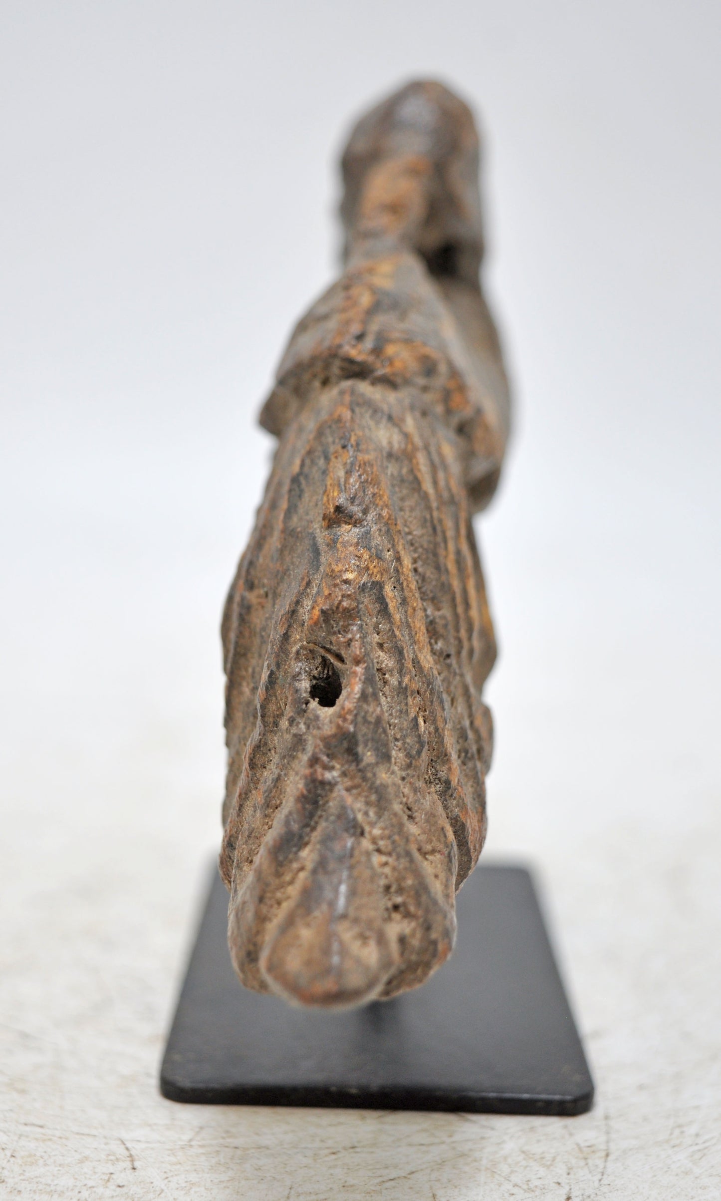 Antique Wooden Bird Figurine on Stand Original Old Fine Hand Carved