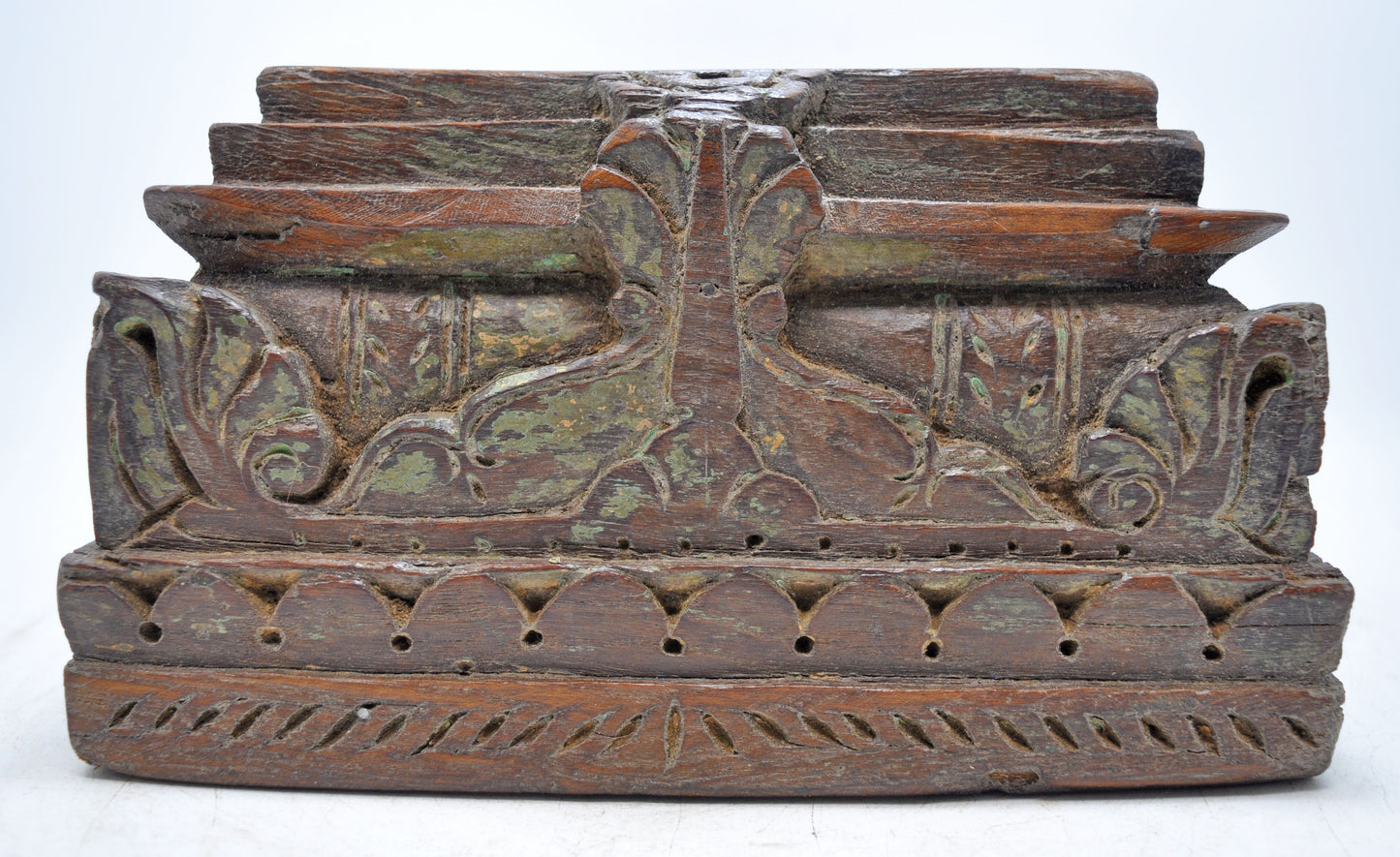 Antique Wooden Pillar Column Base Candle Holder Original Old Fine Hand Carved