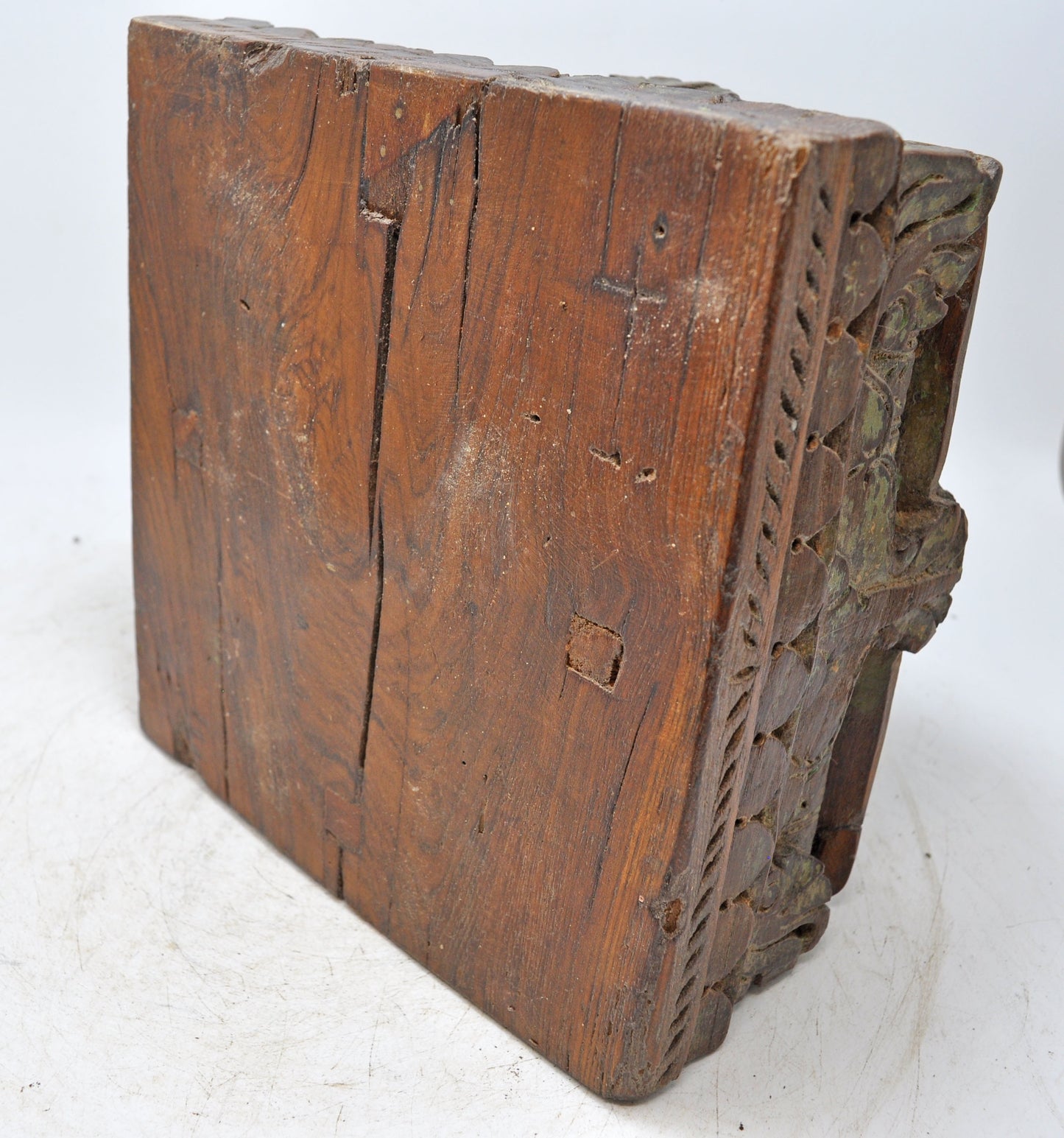 Antique Wooden Pillar Column Base Candle Holder Original Old Fine Hand Carved