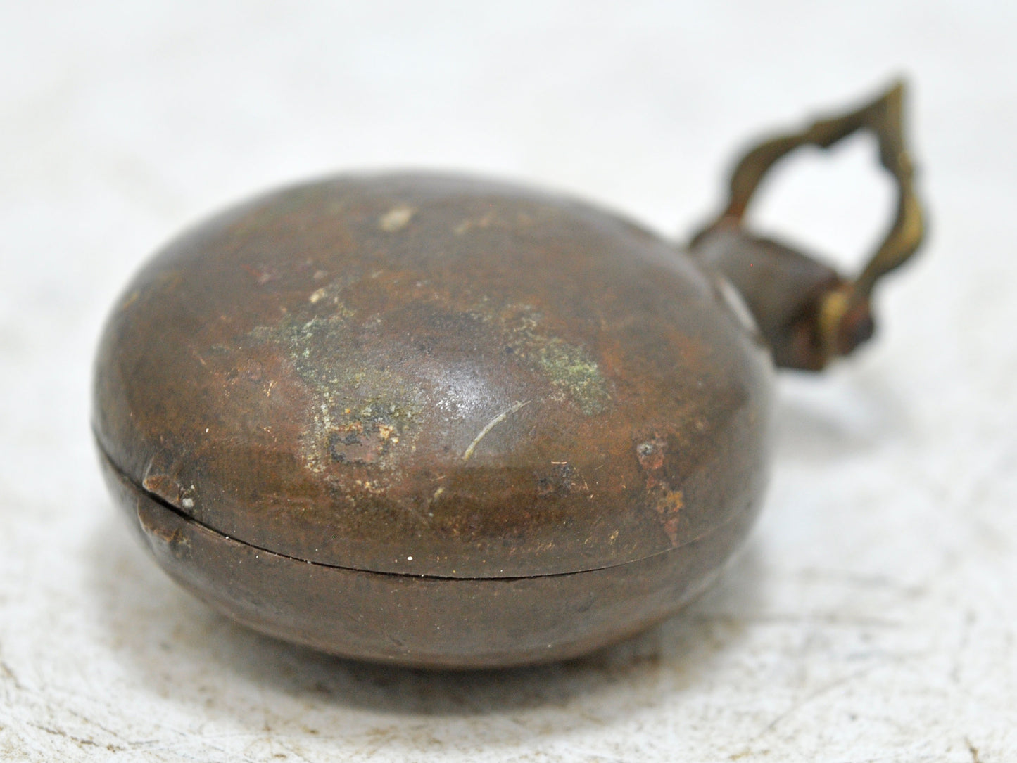 Antique Brass Lime Paste Chuna Box Original Old Hand Crafted Engraved