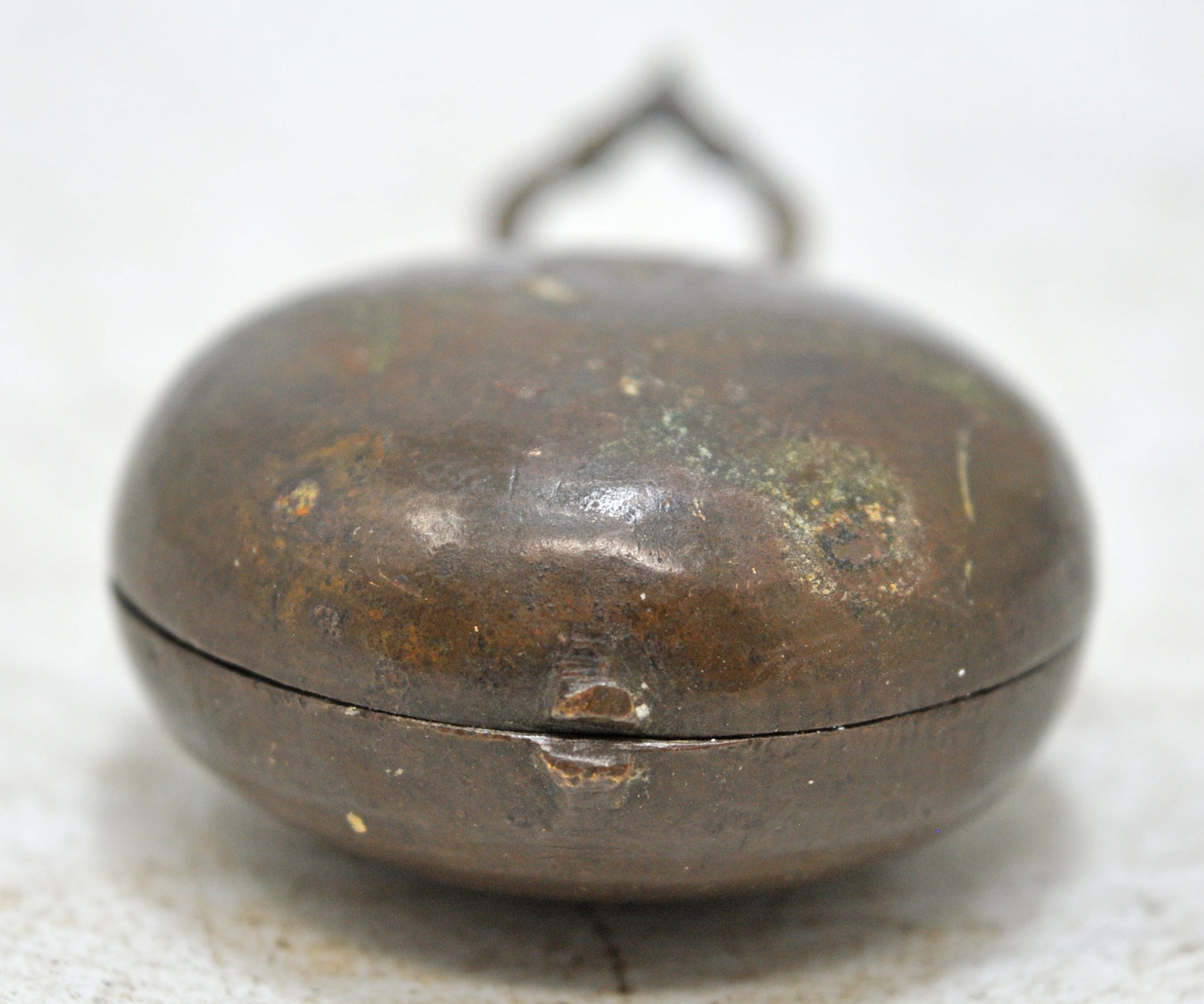 Antique Brass Lime Paste Chuna Box Original Old Hand Crafted Engraved