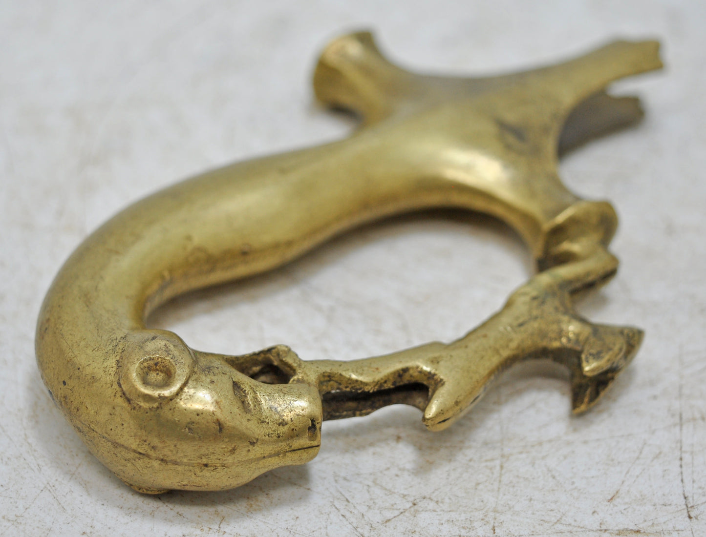 Antique Brass Lion Head Shaped Sword Hilt Handle Original Old Hand Carved