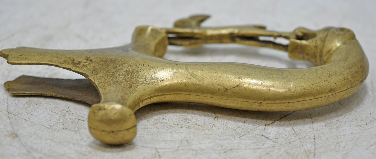 Antique Brass Lion Head Shaped Sword Hilt Handle Original Old Hand Carved