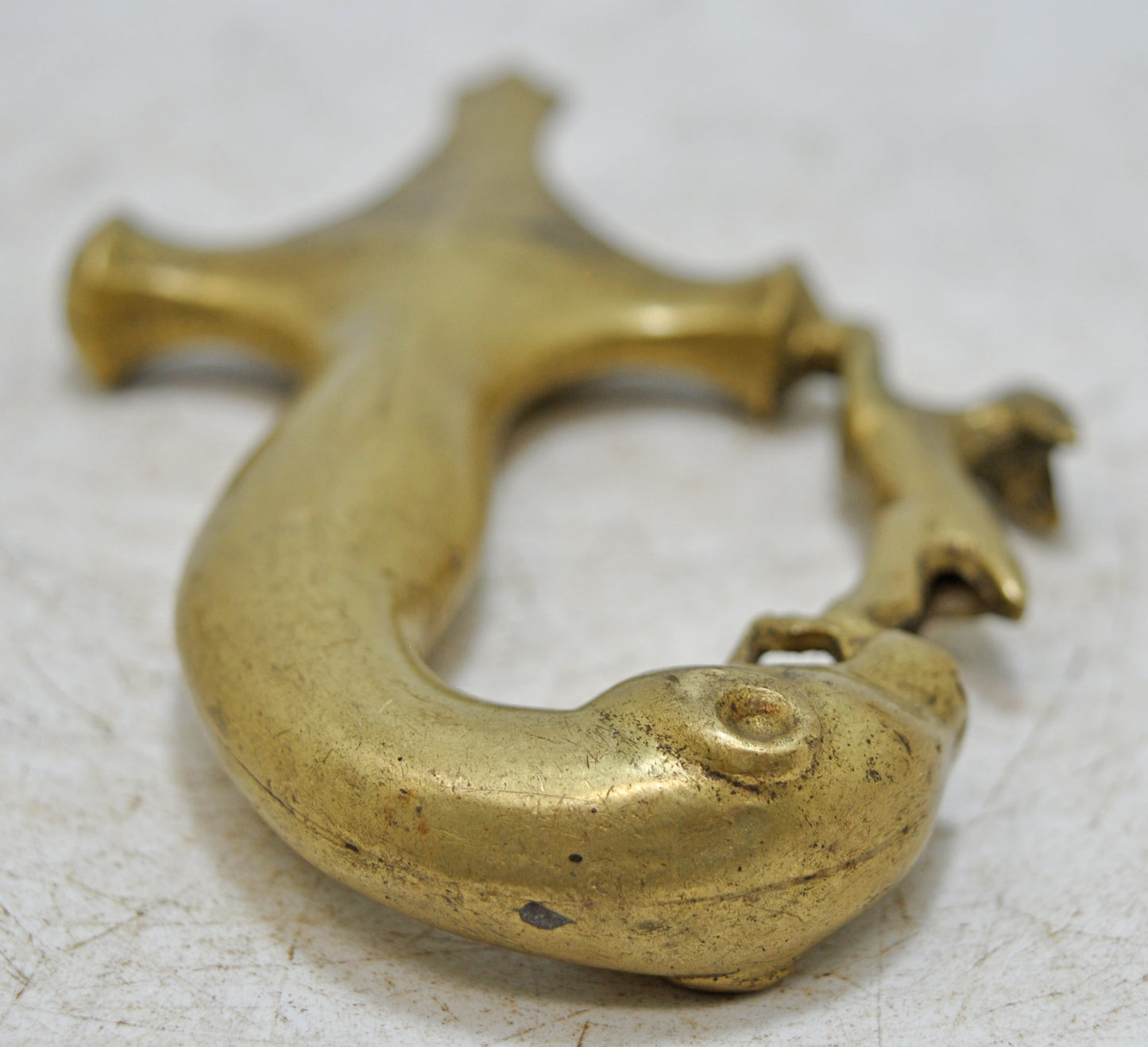 Antique Brass Lion Head Shaped Sword Hilt Handle Original Old Hand Carved