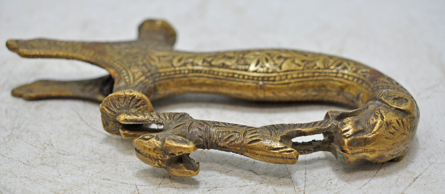 Antique Brass Lion Head Shaped Sword Hilt Handle Original Old Hand Carved