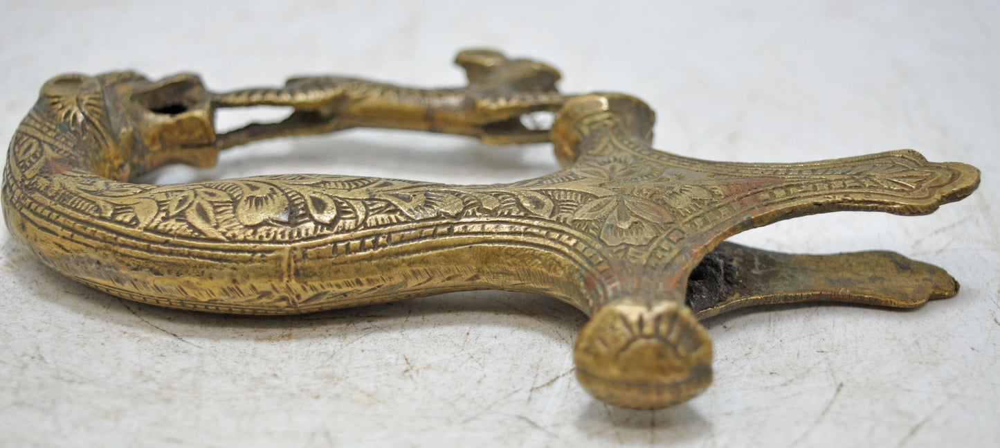 Antique Brass Lion Head Shaped Sword Hilt Handle Original Old Hand Carved