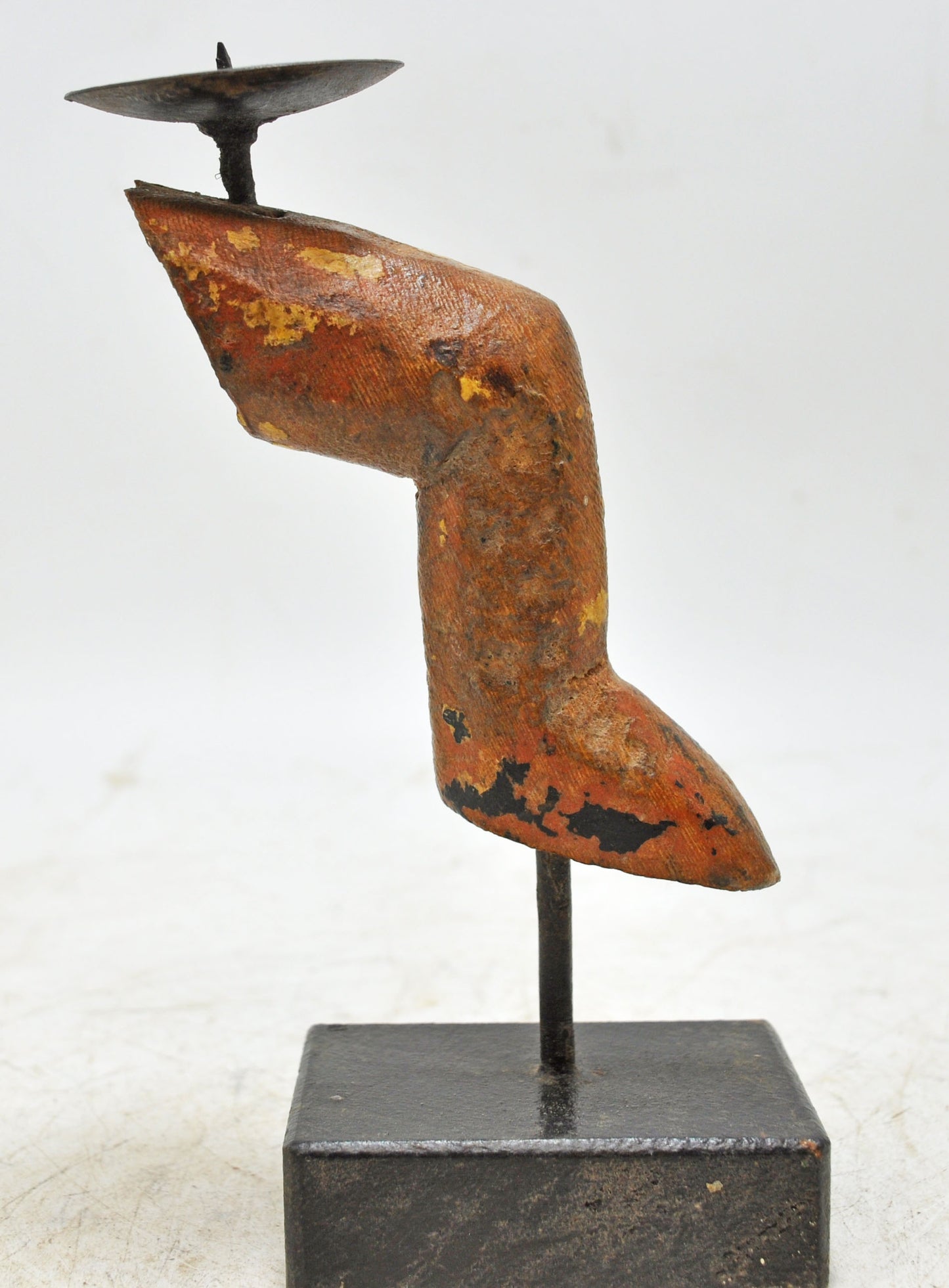 Vintage Wooden Salvage Leg Candle Holder Stand Original old Hand Carved