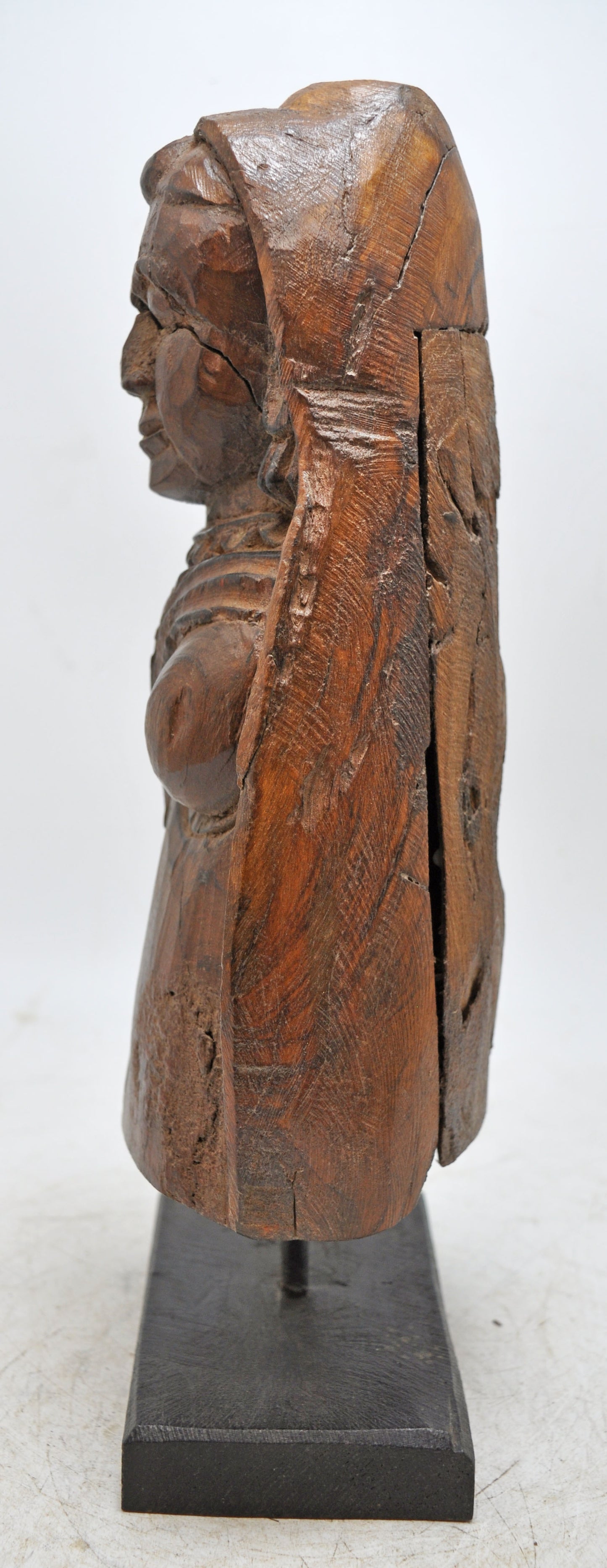 Antique Wooden Woman Lady Figurine Original Old Fine Hand Carved