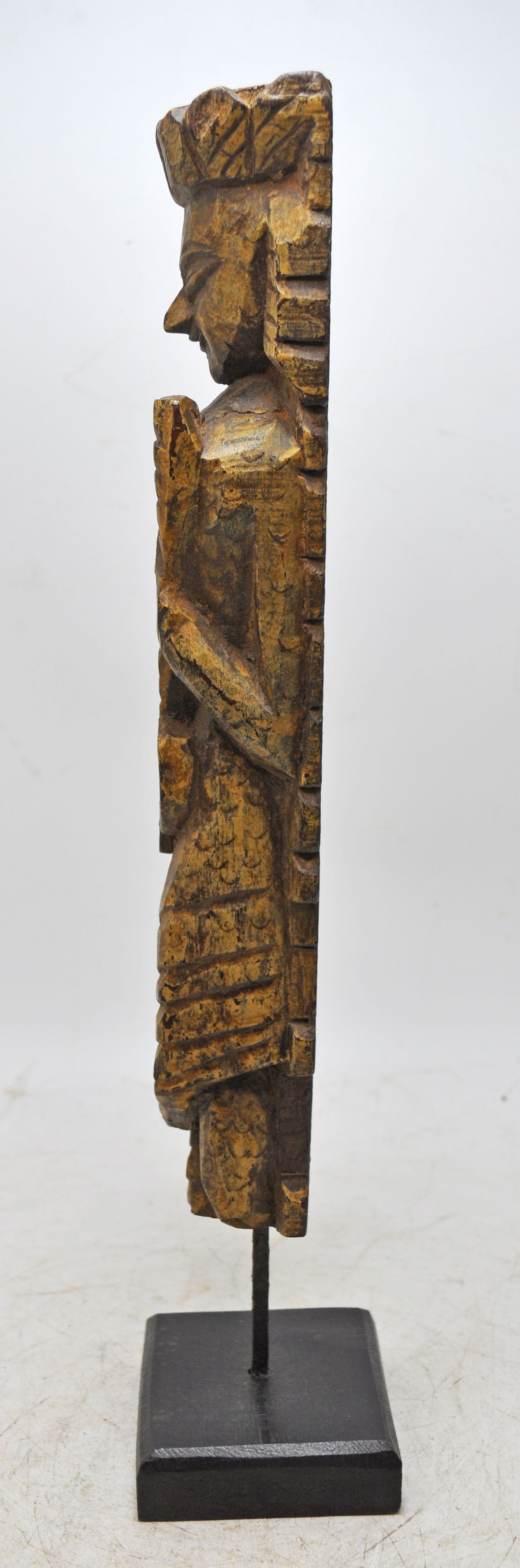 Antique Wooden Woman Lady Musician Figurine Original Old Fine Hand Carved