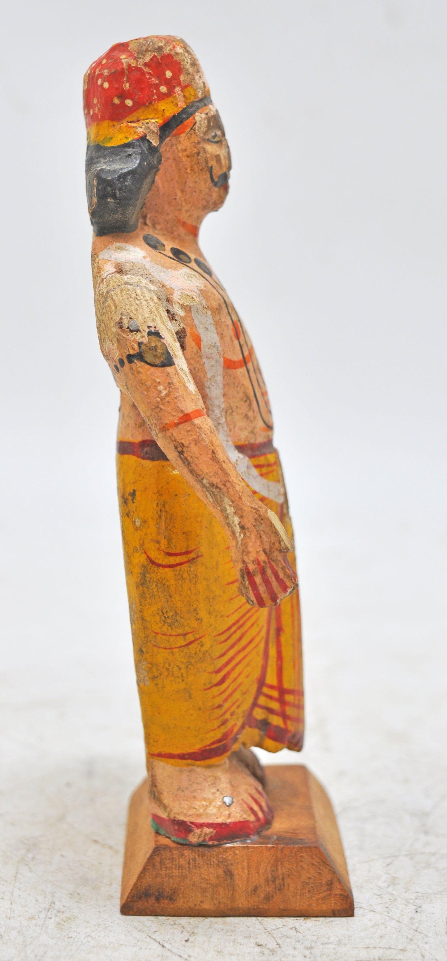 Vintage Wooden Ethnic Man Figurine Original Old Hand Carved Painted