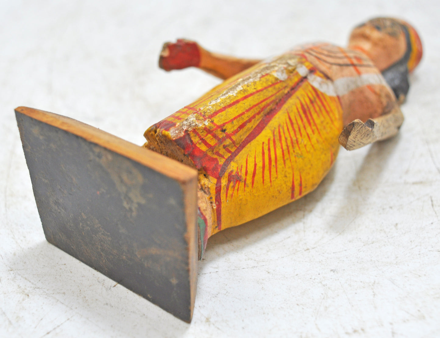 Vintage Wooden Ethnic Man Figurine Original Old Hand Carved Painted