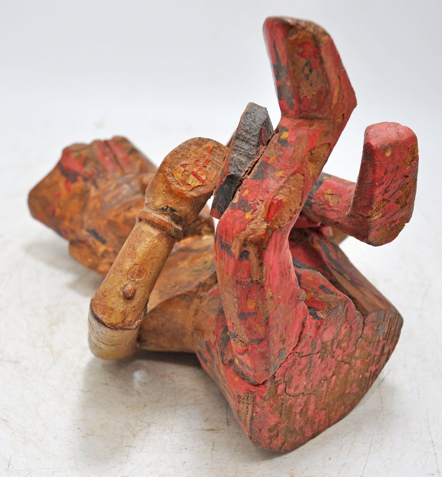 Vintage Wooden Musician Man Figurine Original Old Hand Carved