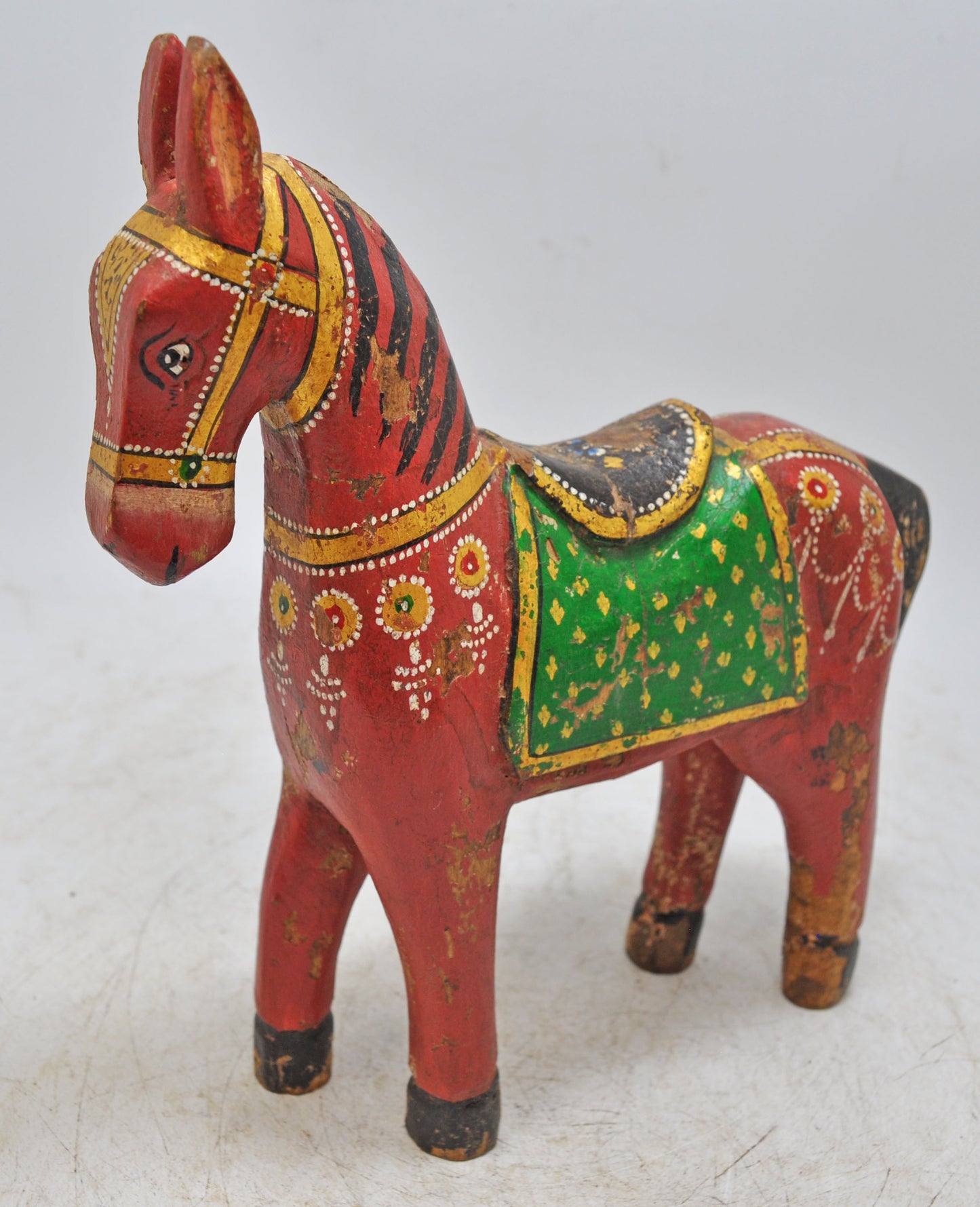 Hand Carved Wooden Standing Horse Figurine Fine Rustic Hand Painted