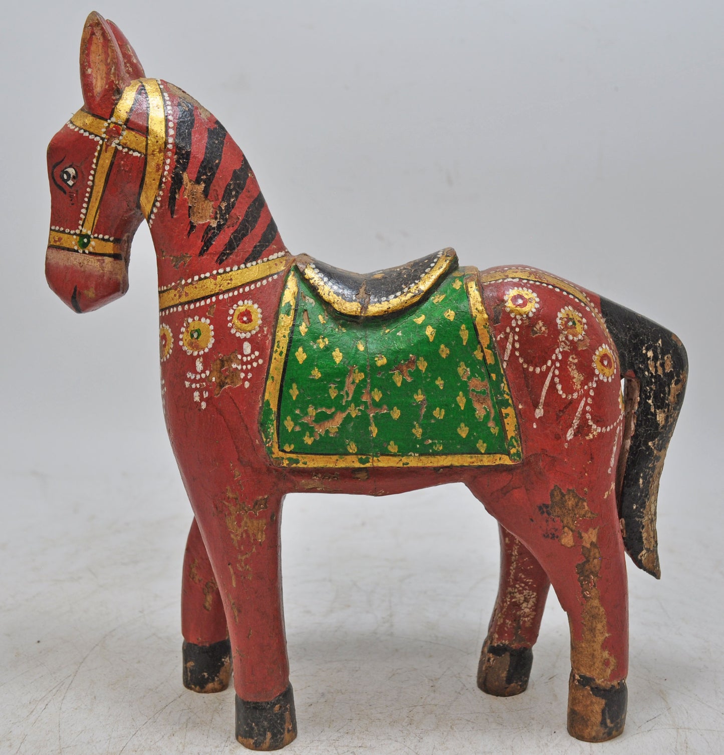 Hand Carved Wooden Standing Horse Figurine Fine Rustic Hand Painted