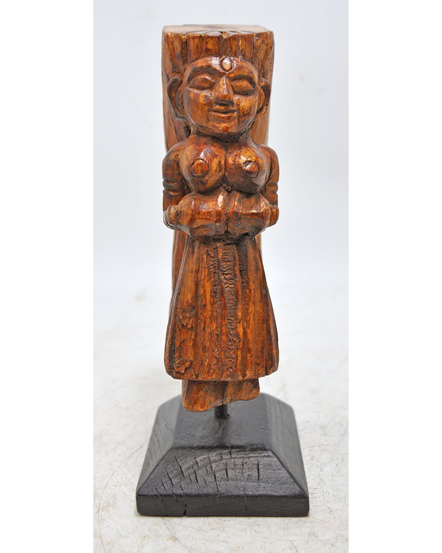 Antique Wooden Woman Lady Musician Figurine Original Old Fine Hand Carved