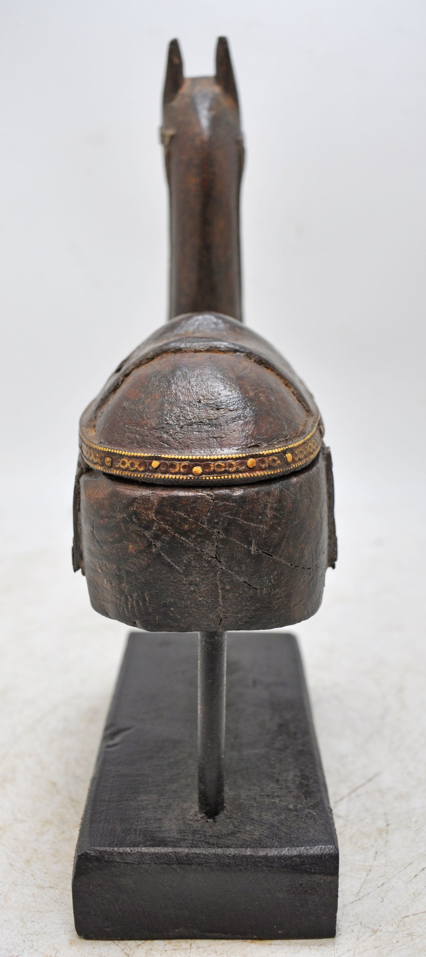 Vintage Wooden Camel Figurine Original Old Hand Carved Brass Fitted