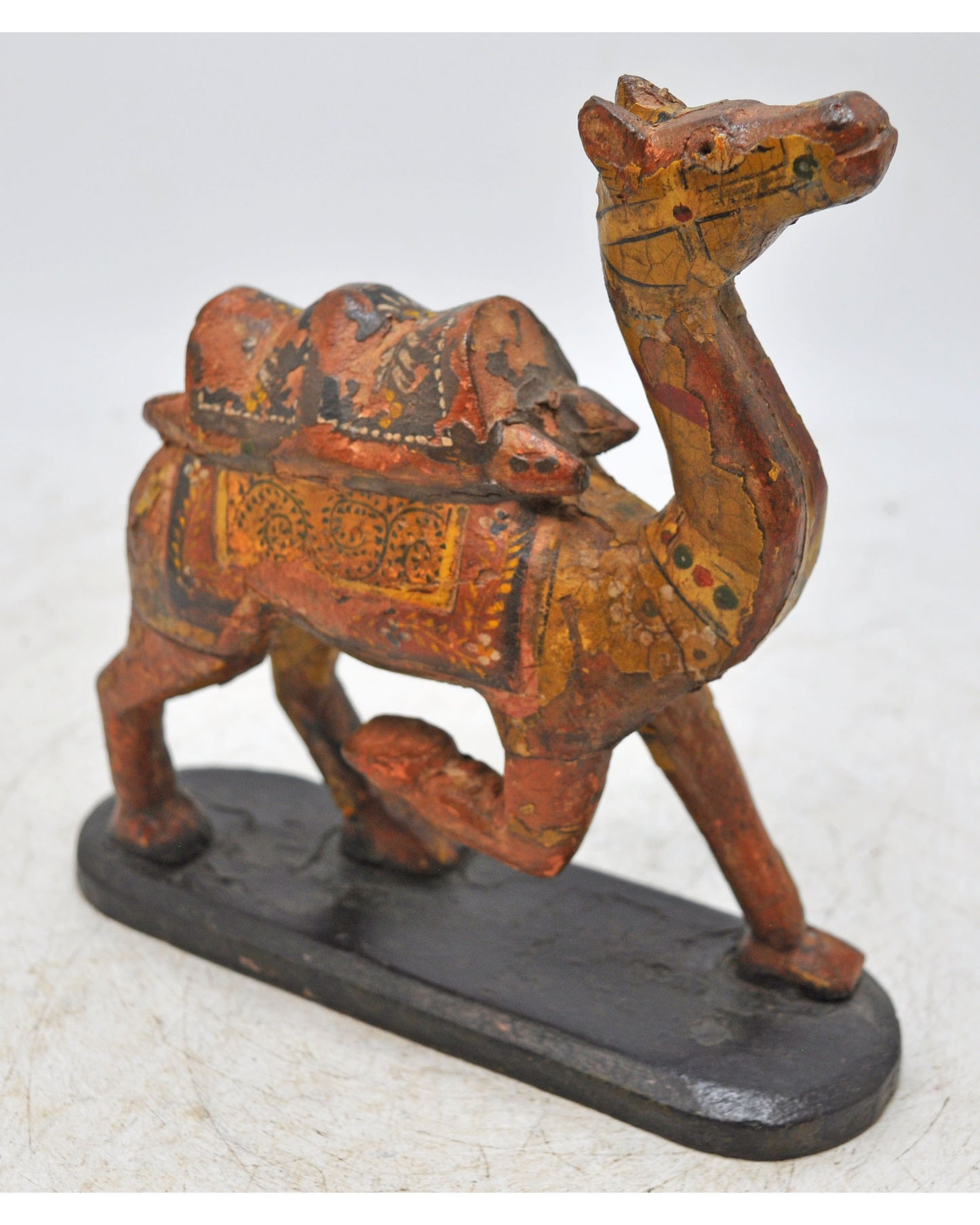 Vintage Wooden Camel Figurine Original Old Hand Carved Fine Painted