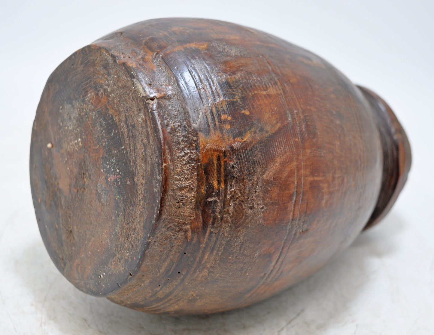 Antique Wooden Himalayan Water Pot Matka Original Old Hand Carved