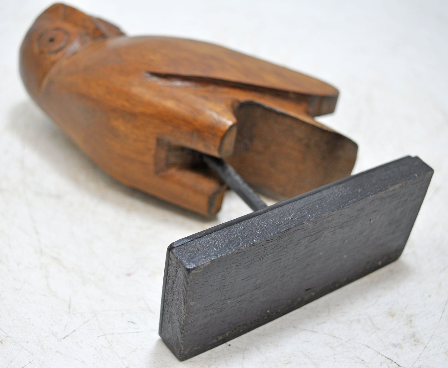 Vintage Wooden Owl Figurine Original Old Hand Carved