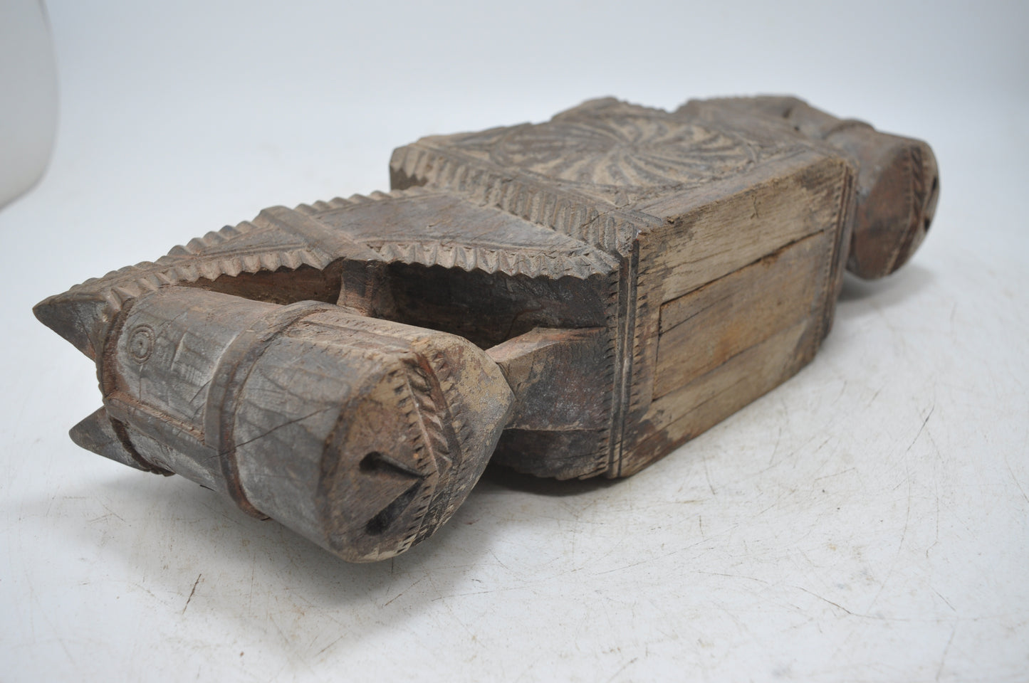 Antique Wooden Horse Shaped Spice Bowl Container Original Old Hand Carved