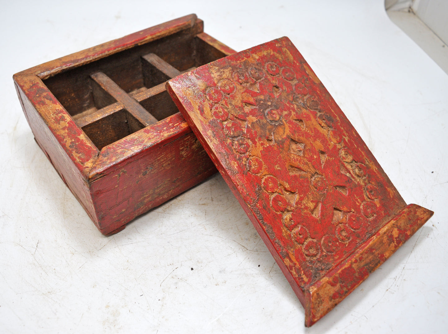 Vintage Wooden Kitchenware Spice Box Original Old Hand Crafted