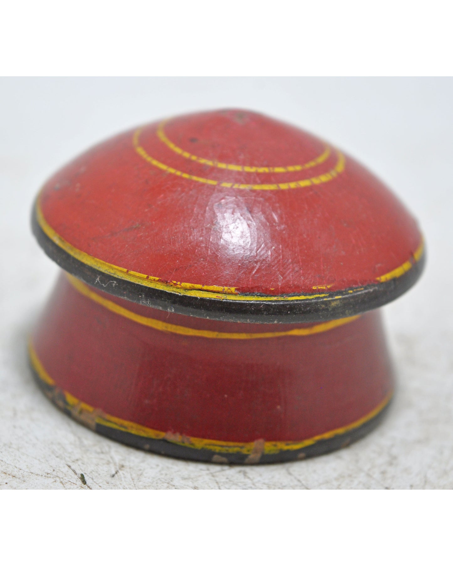 Antique Wooden Kum Kum Powder Tika Box Original Old Lacquer Painted