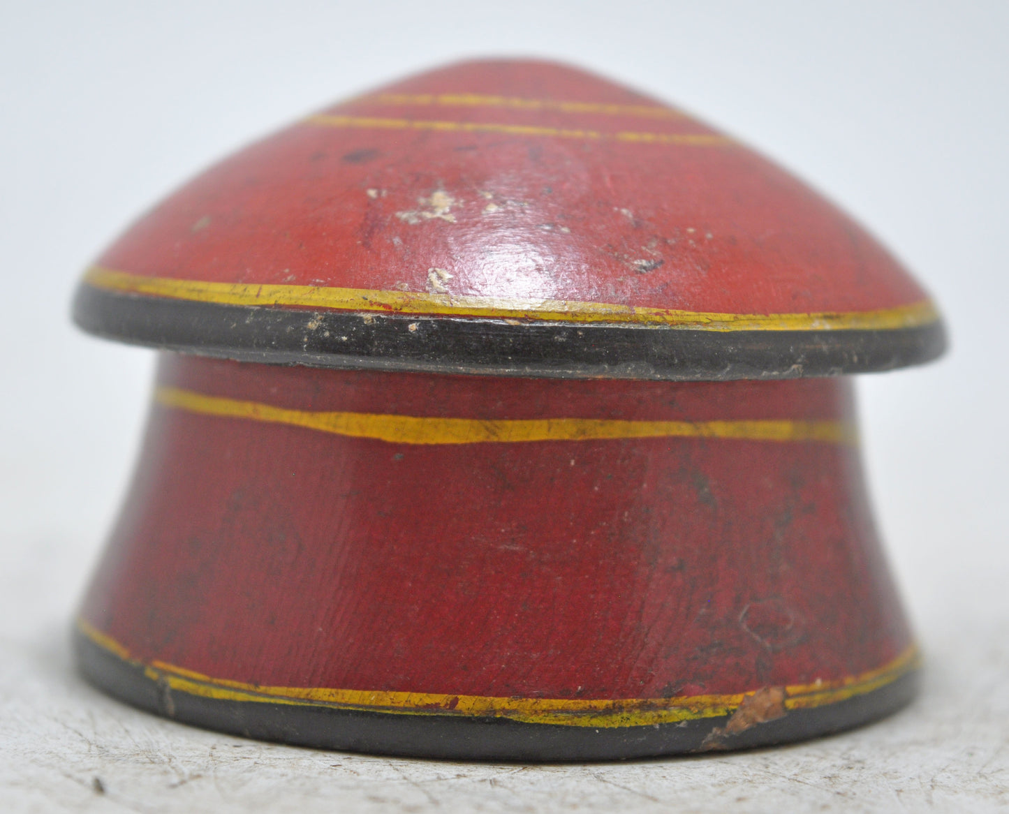 Antique Wooden Kum Kum Powder Tika Box Original Old Lacquer Painted