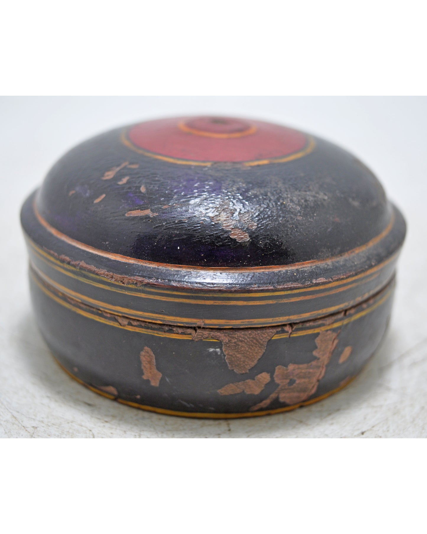 Antique Wooden Kum Kum Powder Tika Box Original Old Lacquer Painted