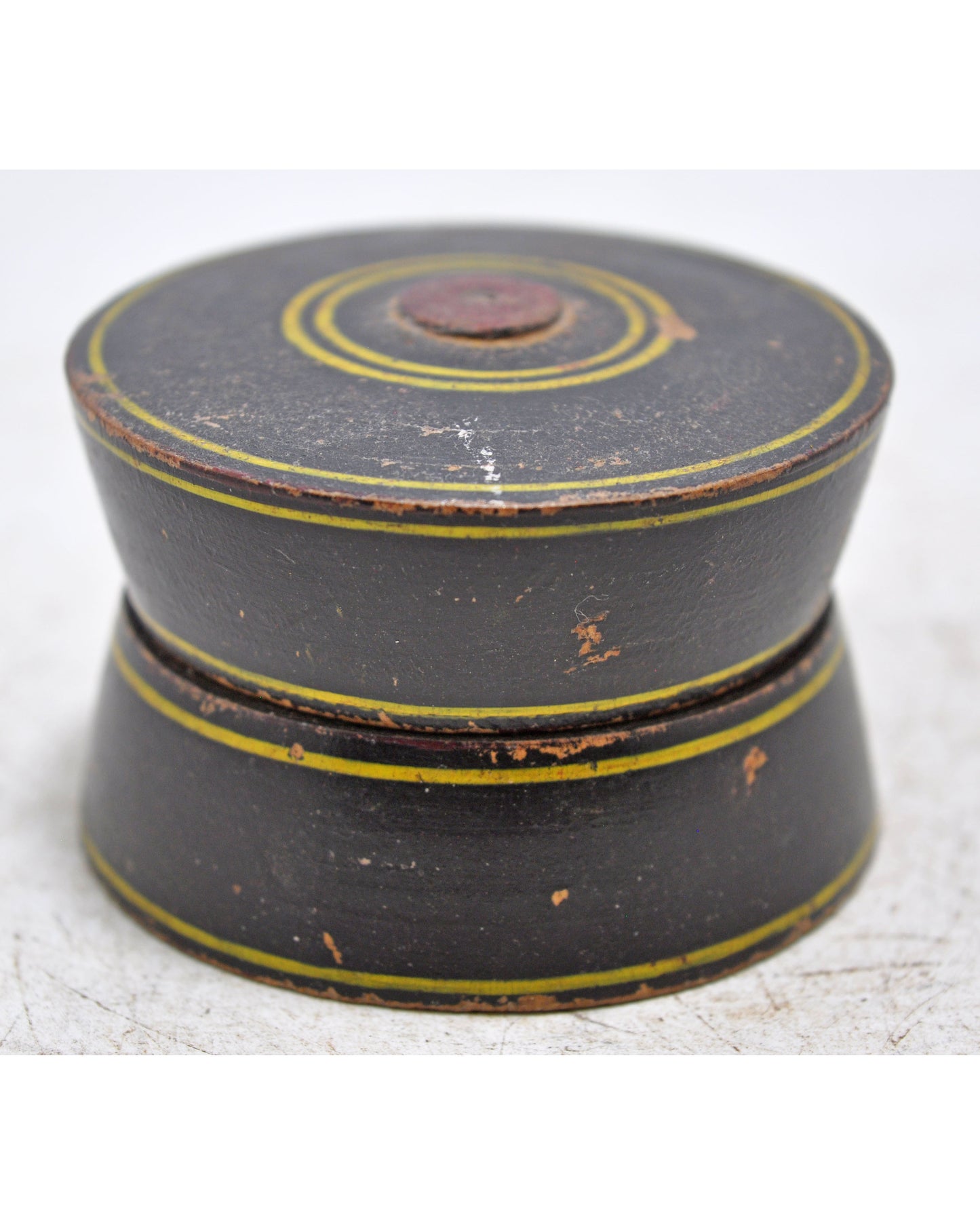 Antique Wooden Kum Kum Powder Tika Box Original Old Lacquer Painted