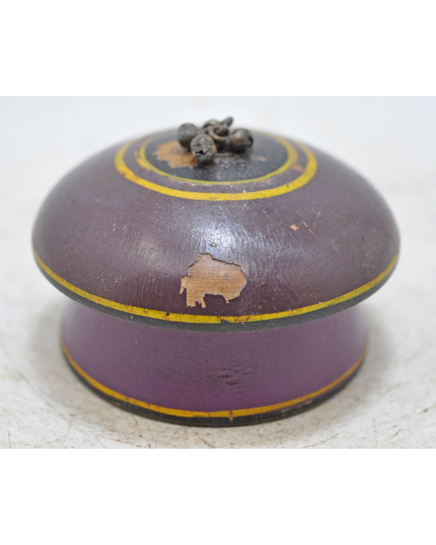 Antique Wooden Kum Kum Powder Tika Box Original Old Lacquer Painted