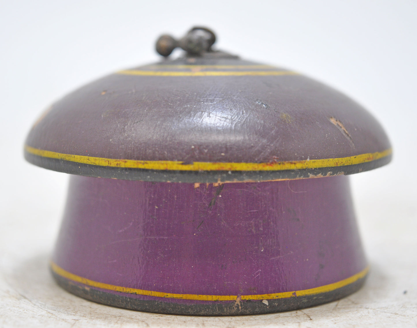 Antique Wooden Kum Kum Powder Tika Box Original Old Lacquer Painted
