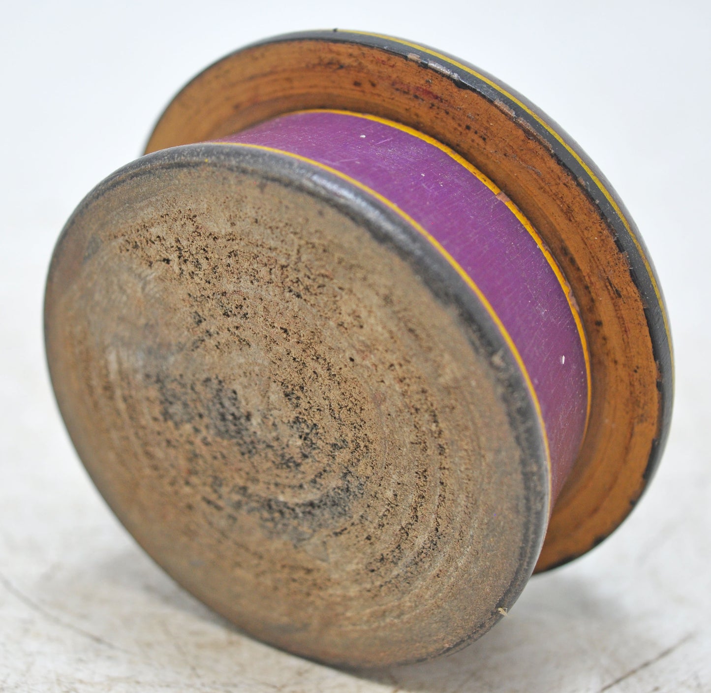 Antique Wooden Kum Kum Powder Tika Box Original Old Lacquer Painted