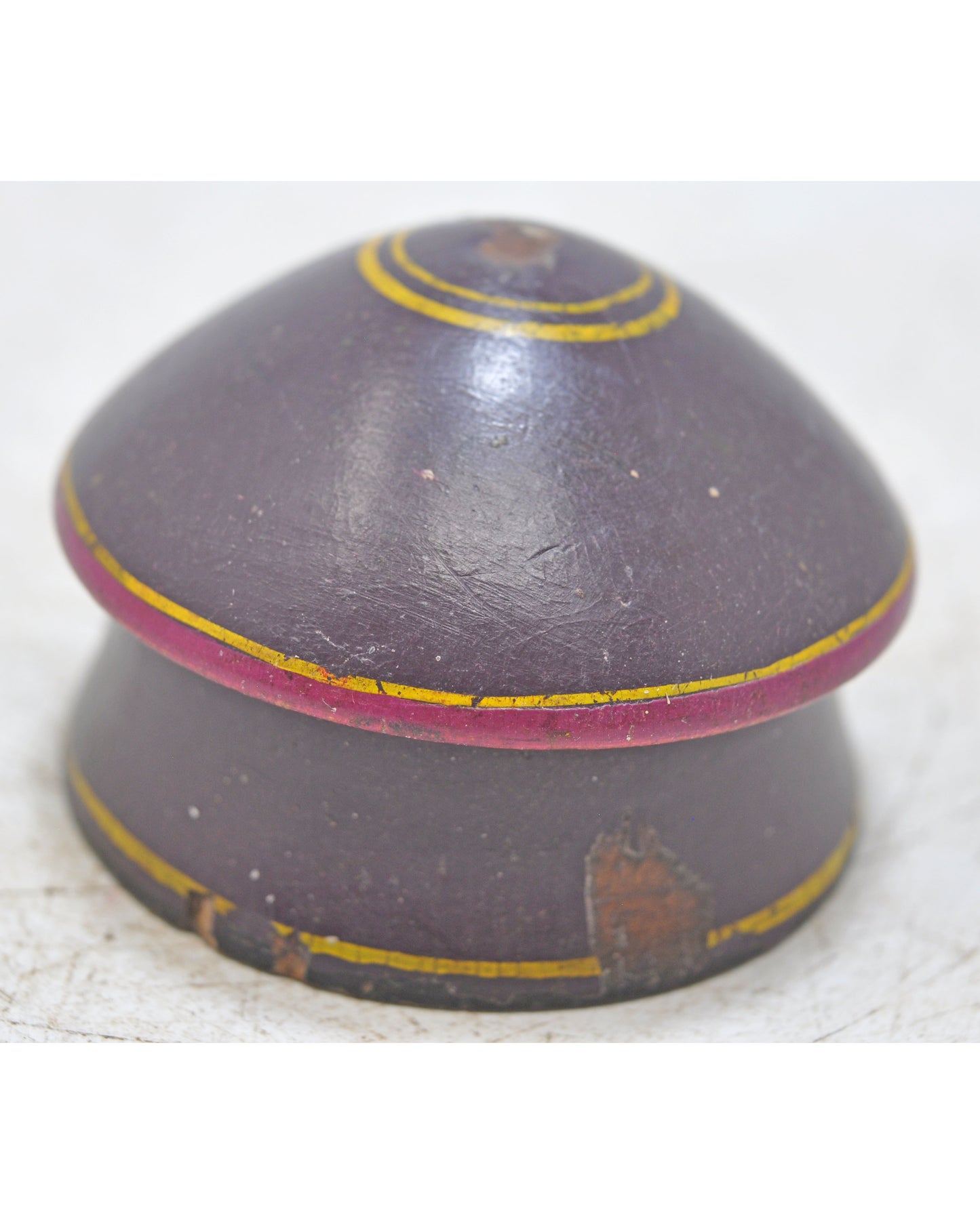 Antique Wooden Kum Kum Powder Tika Box Original Old Lacquer Painted