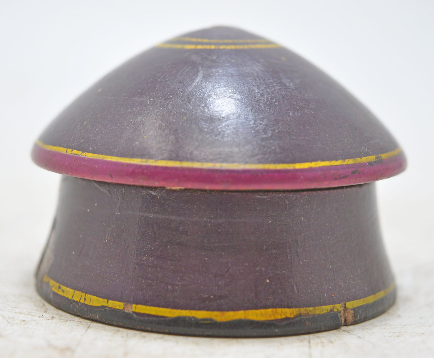 Antique Wooden Kum Kum Powder Tika Box Original Old Lacquer Painted