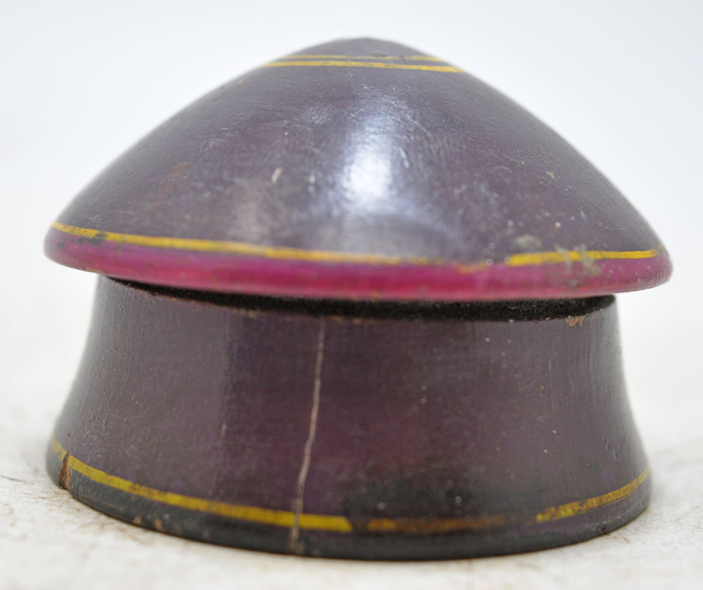 Antique Wooden Kum Kum Powder Tika Box Original Old Lacquer Painted