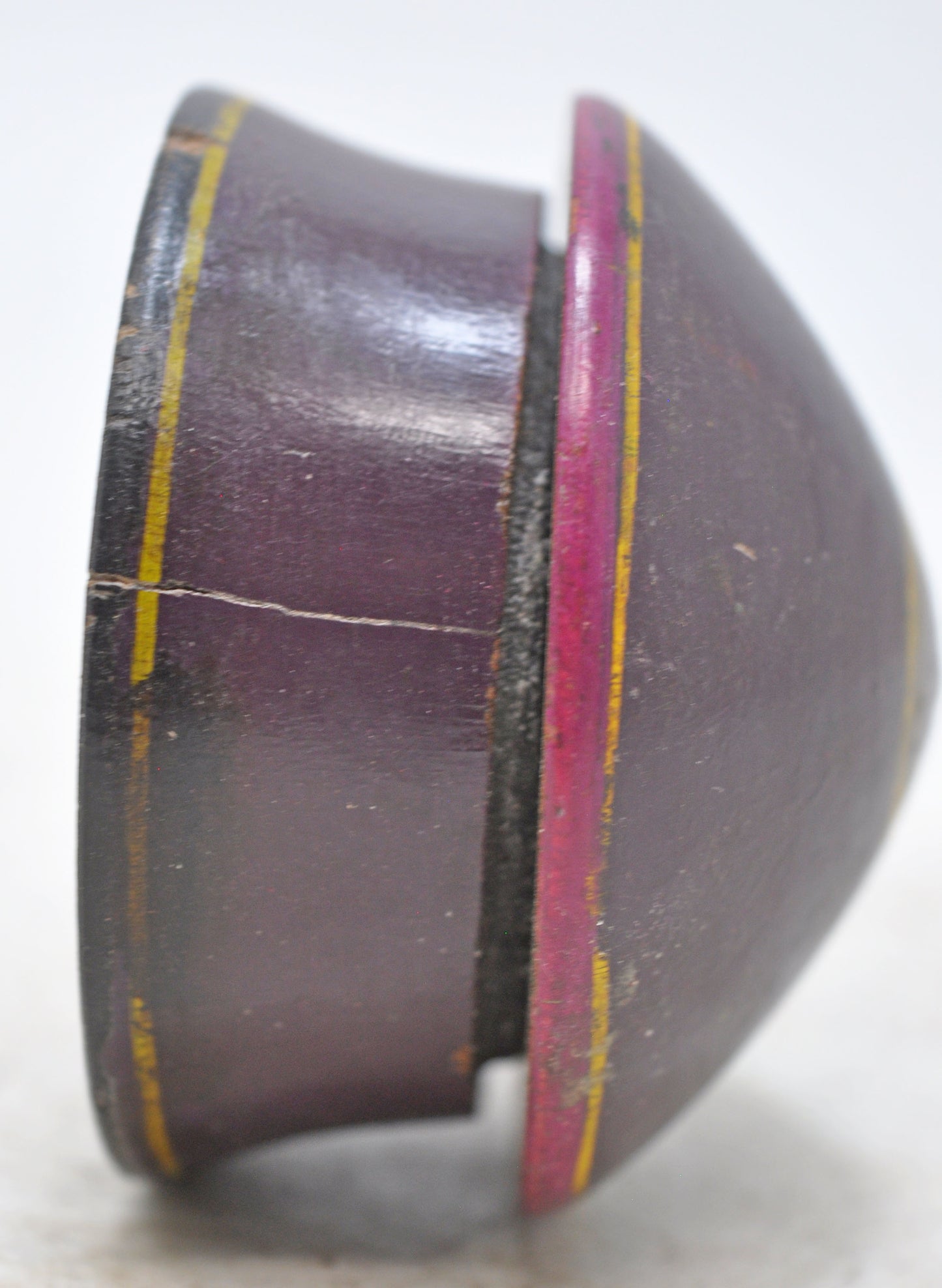 Antique Wooden Kum Kum Powder Tika Box Original Old Lacquer Painted