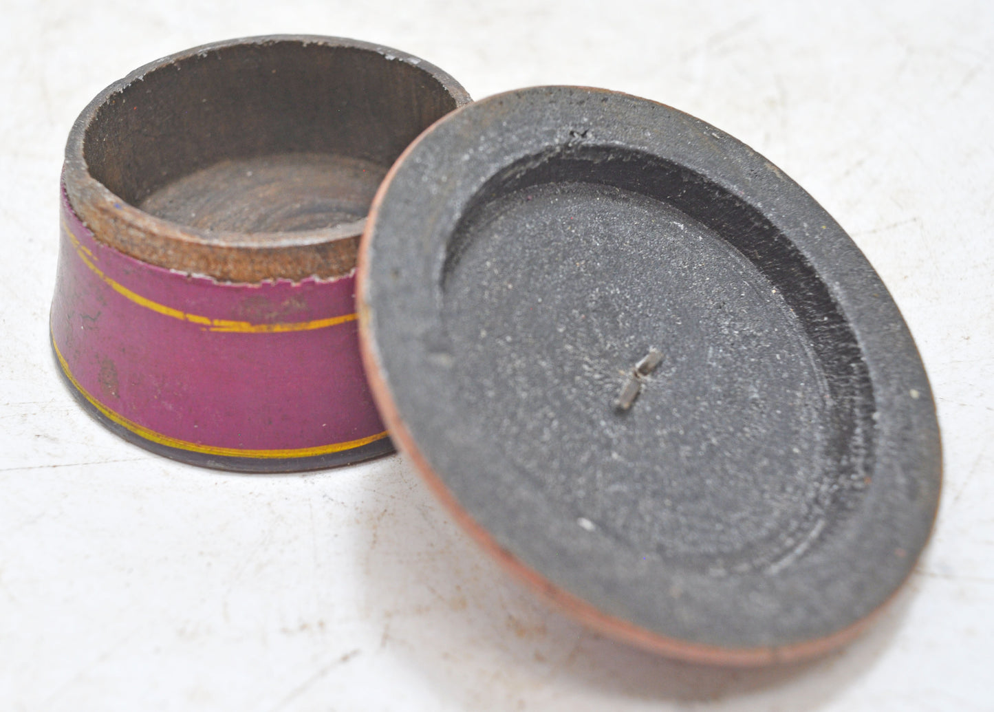 Antique Wooden Kum Kum Powder Tika Box Original Old Lacquer Painted