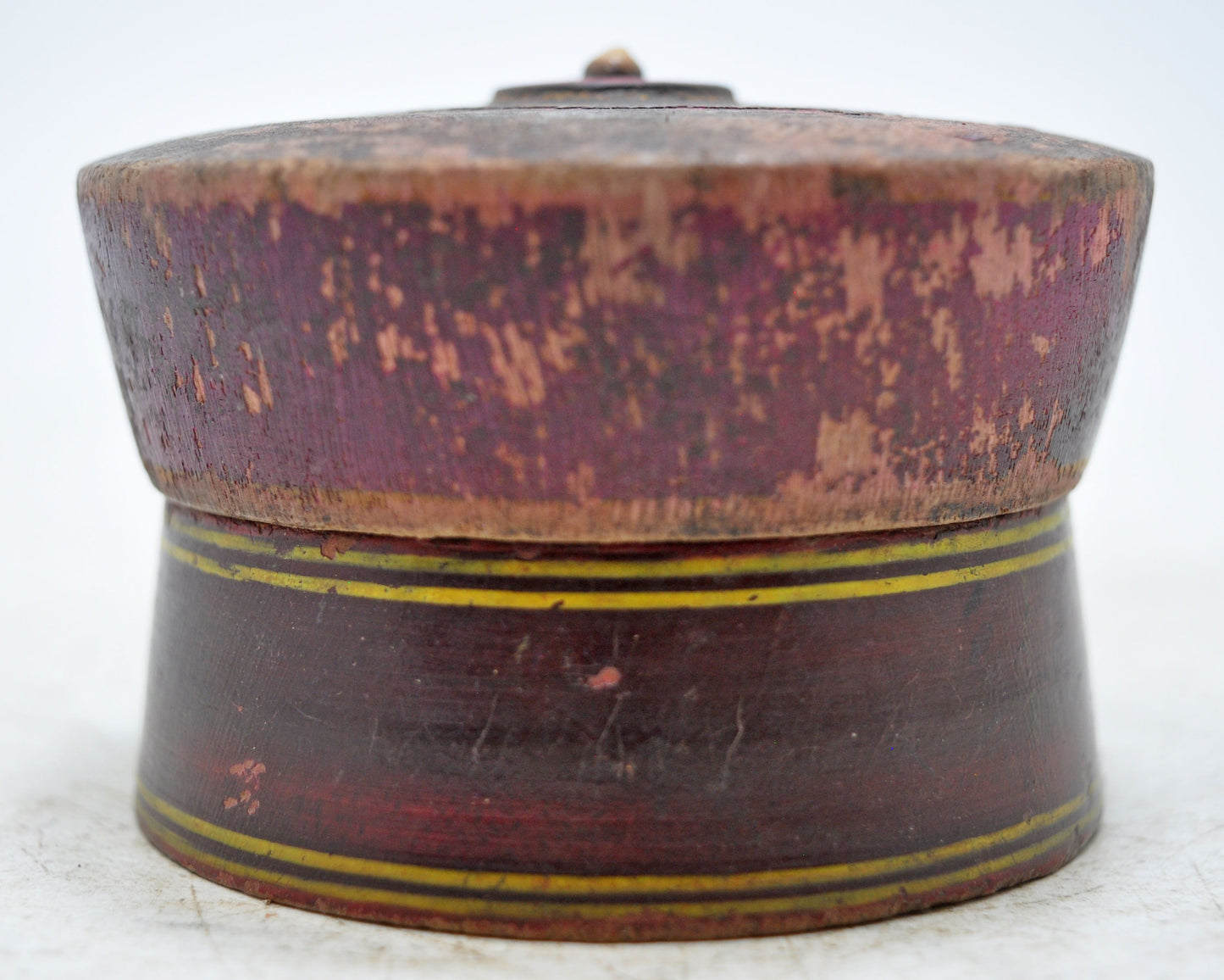 Antique Wooden Kum Kum Powder Tika Box Original Old Lacquer Painted