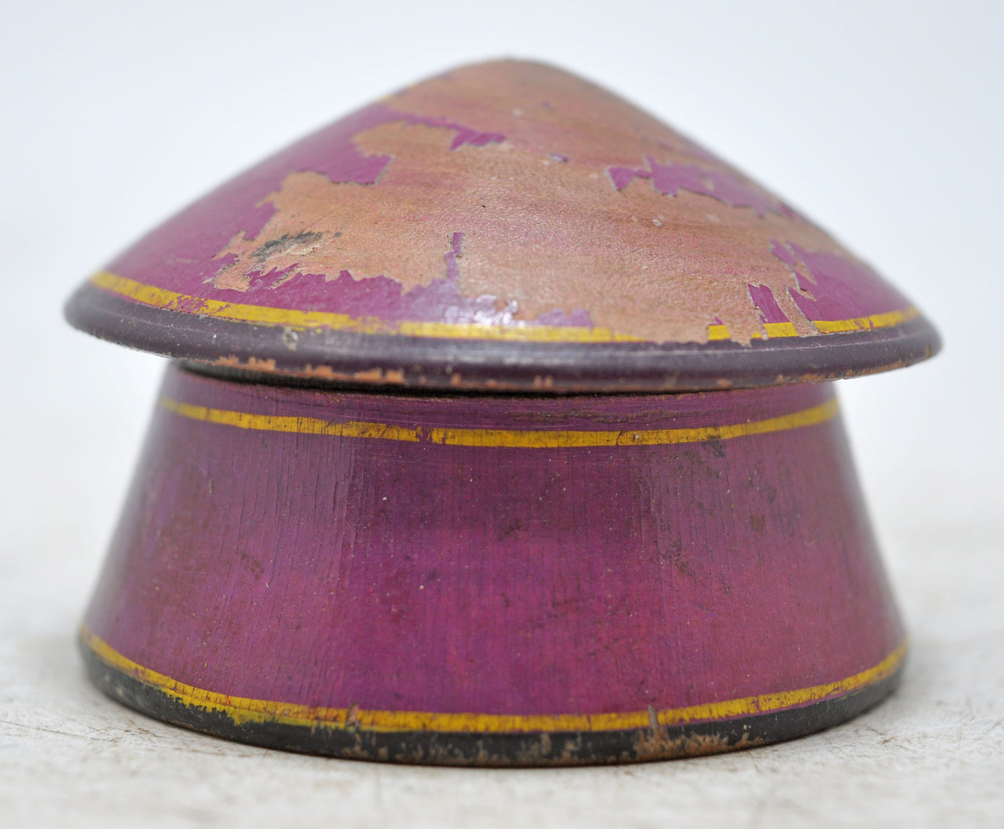 Antique Wooden Kum Kum Powder Tika Box Original Old Lacquer Painted