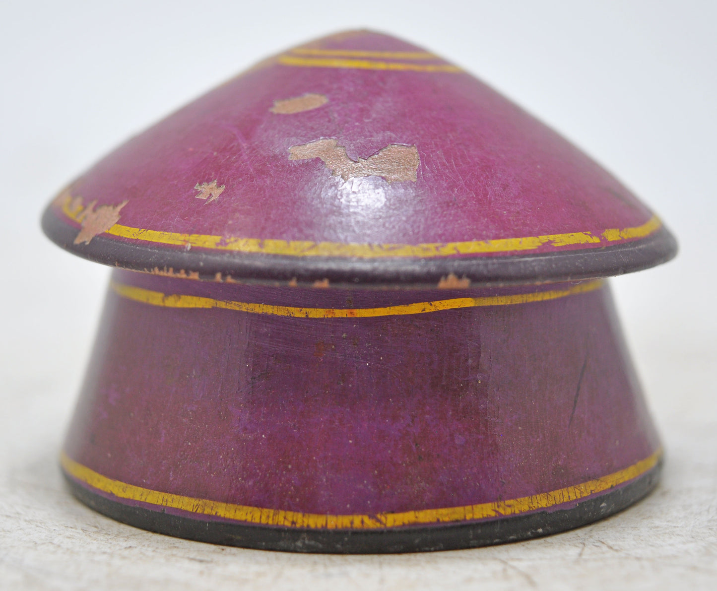 Antique Wooden Kum Kum Powder Tika Box Original Old Lacquer Painted