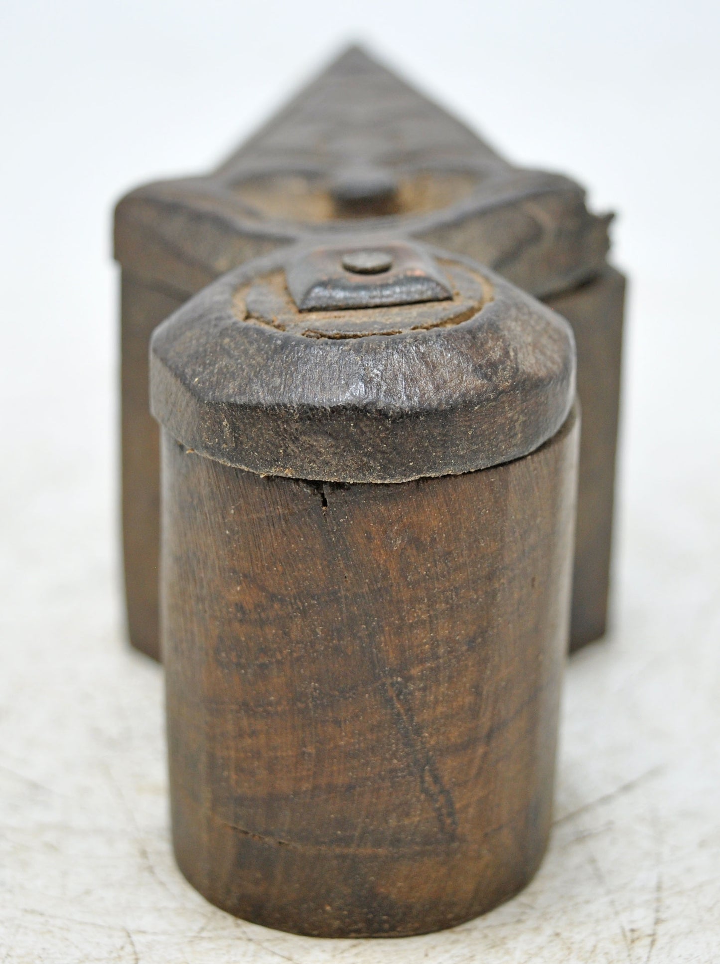 Antique Wooden Kitchenware Spice Box Original Old Hand Crafted Carved