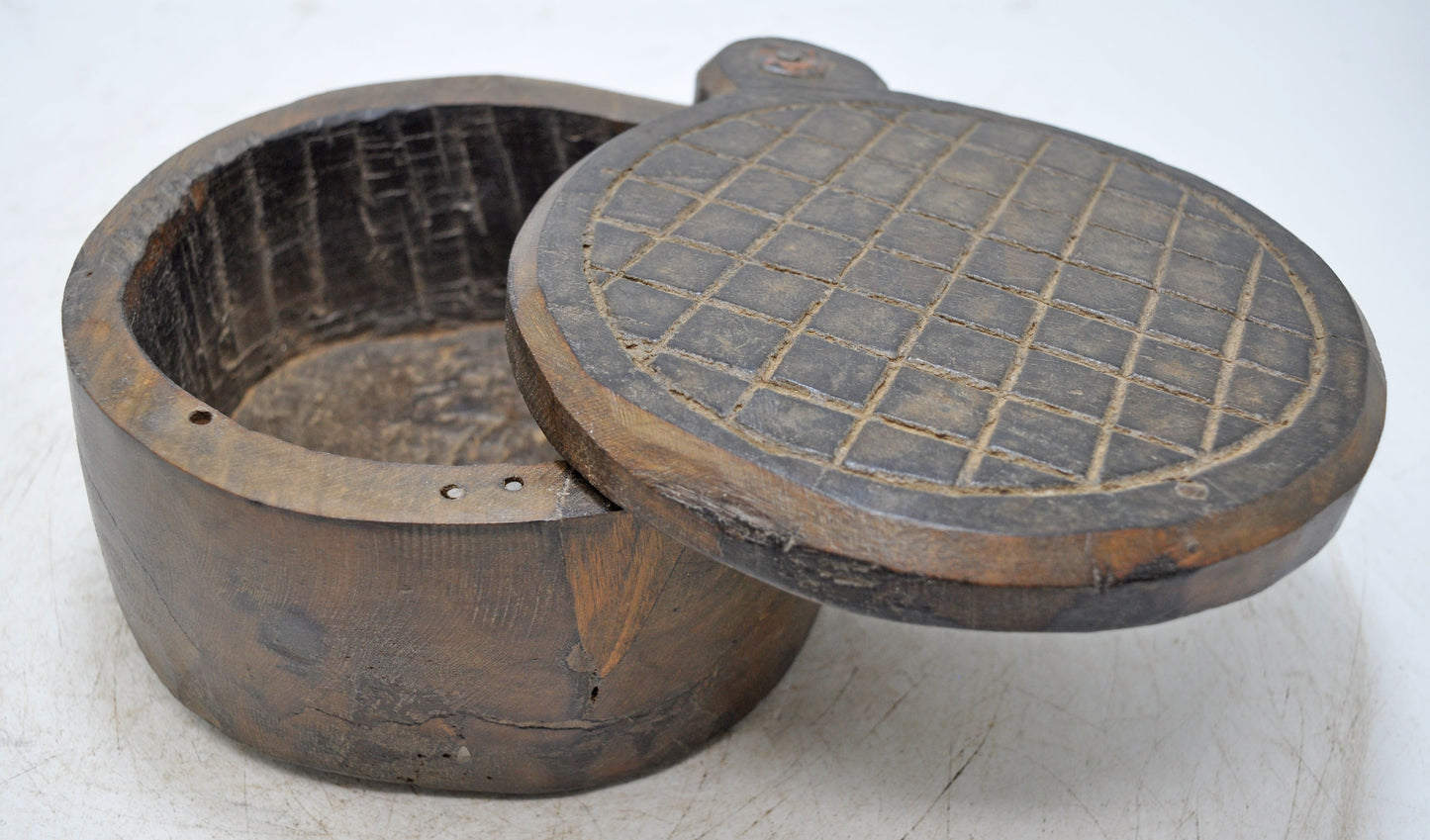 Antique Wooden Kitchenware Spice Box Original Old Hand Crafted Carved