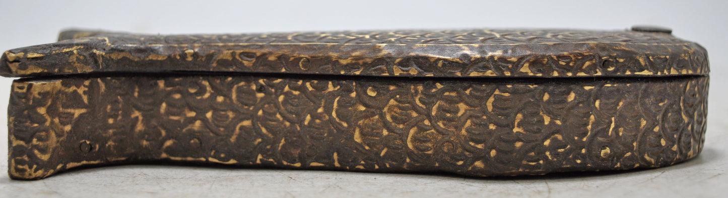 Antique Wooden Kum Kum Powder Tika Box Original Old Brass Fitted
