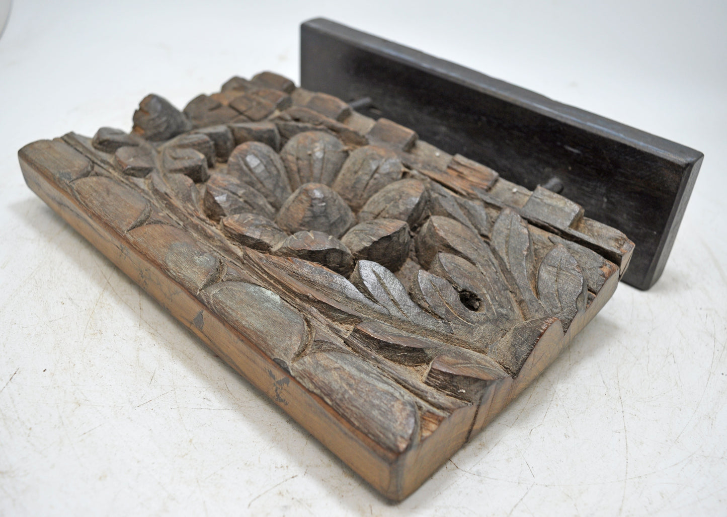 Antique Wooden Floral Carving Panel Plaque Original Old Fine Hand Carved